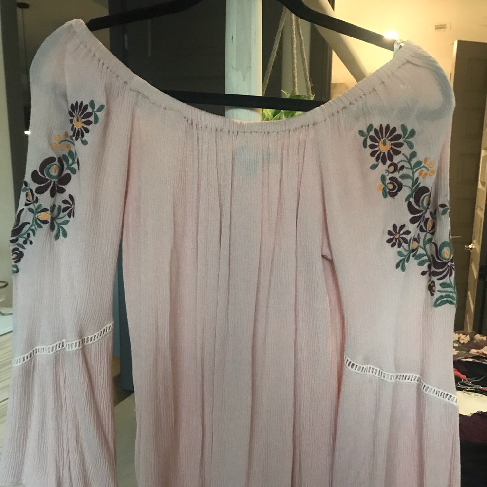 Pink off the shoulder blouse